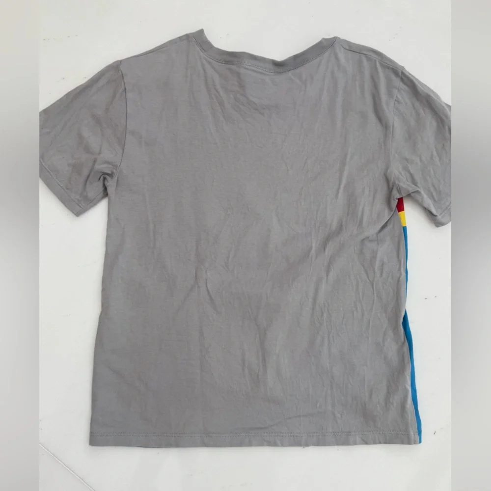 Gucci Gray and Blue Short Sleeve Tee with Rainbow Stripes - Picture 4 of 4